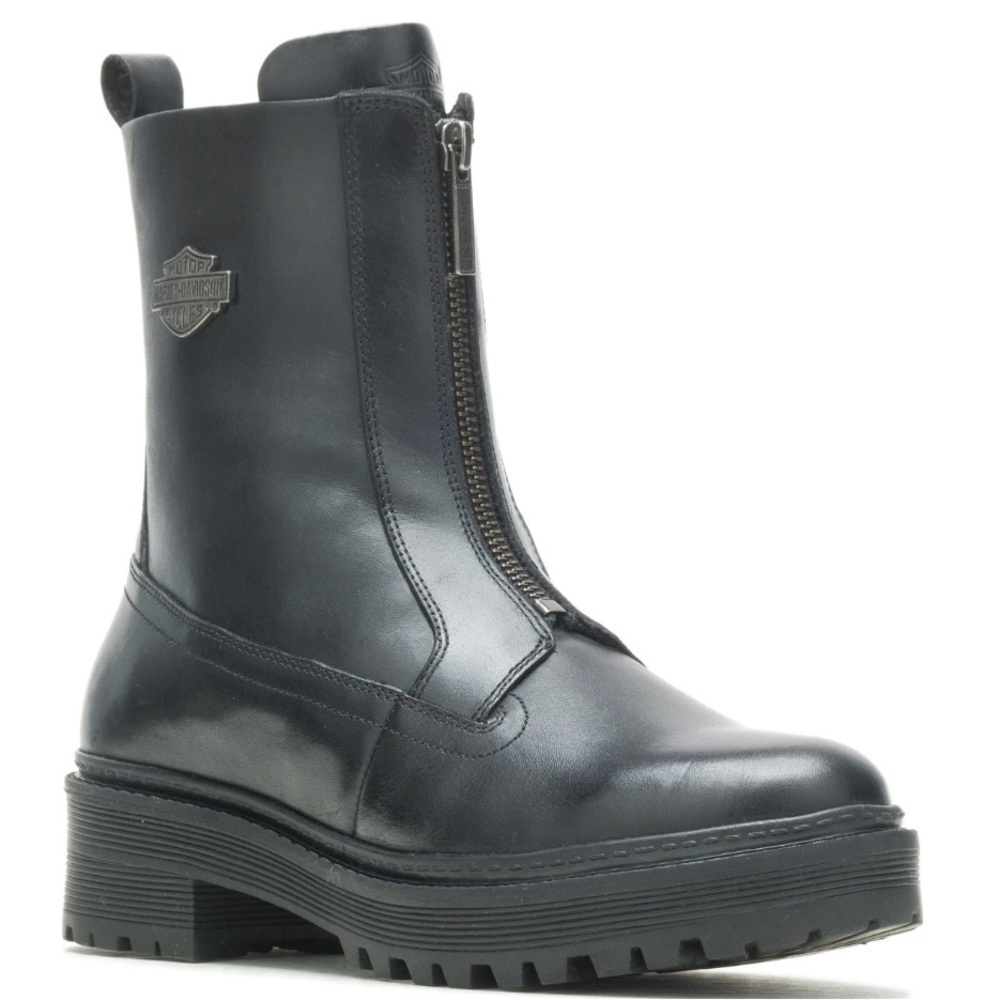 HARLEY-DAVIDSON Carney Front Zip black boots. NWT black leather motorcycle boots